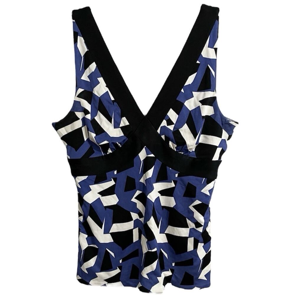 Antonio Melani Y2K Geometric Silk Babydoll Tank Top Size XS Office Job Career